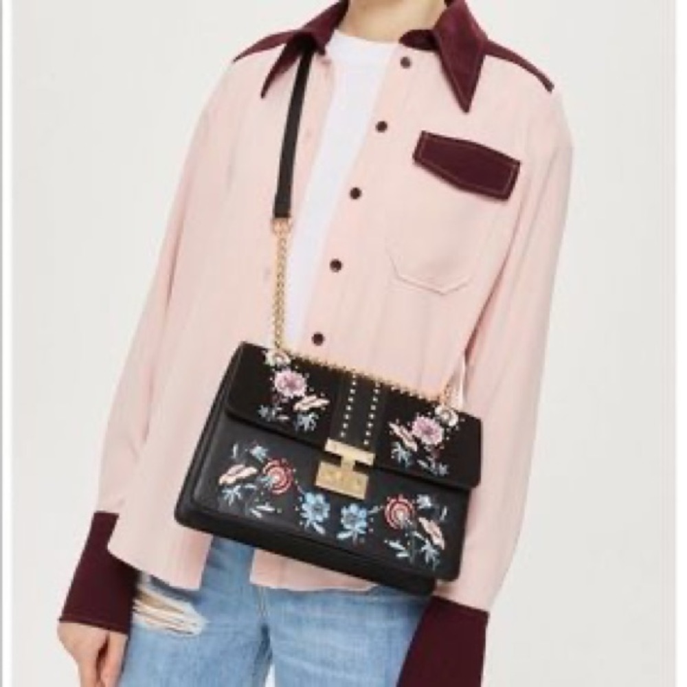 Topshop Darcy Embroider Chain Shoulder Bag